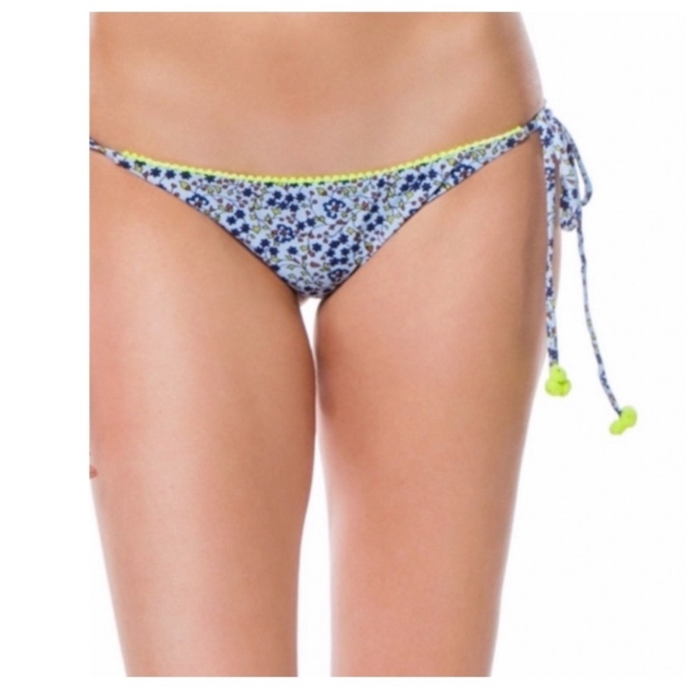 Poupette St. Barth Lucy Bikini Bottoms in Blue/Yellow.